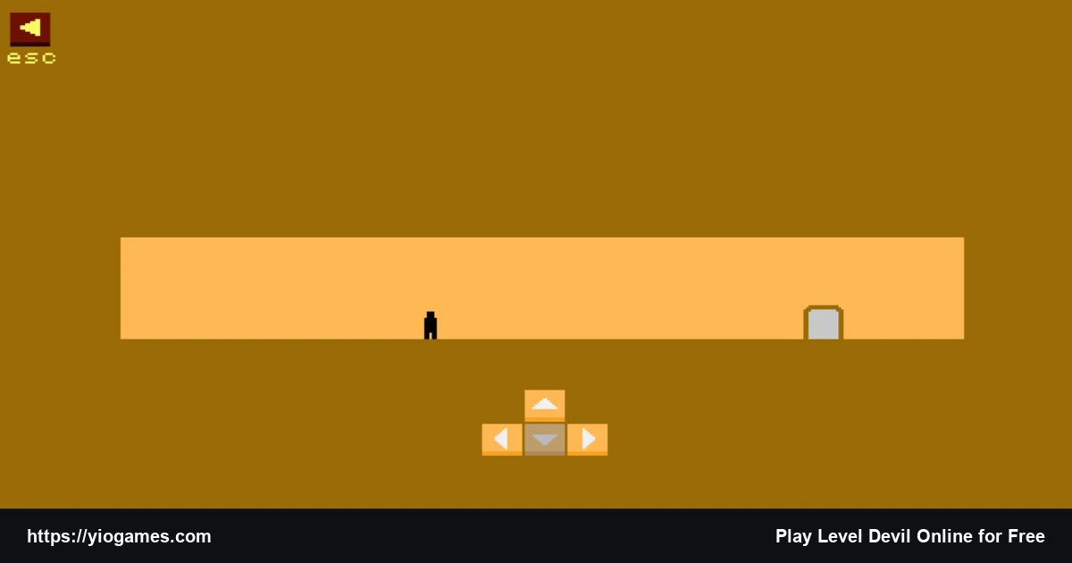 Level Devil minimalist platformer gameplay with player approaching the exit door on YioGames