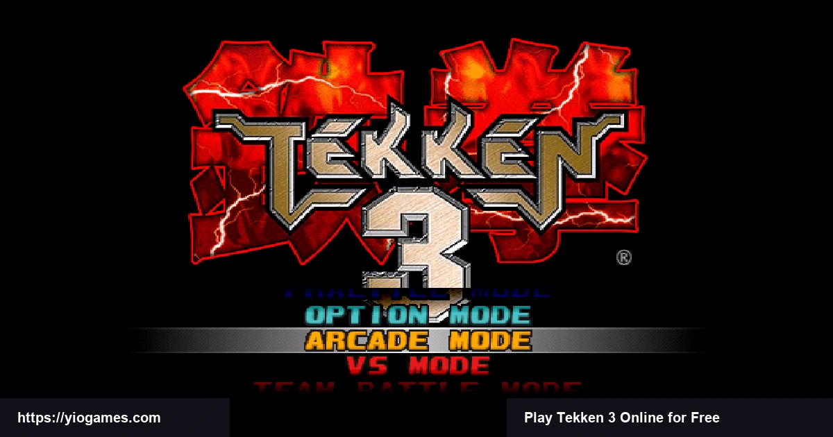 Tekken 3 arcade mode battle selection screen on YioGames